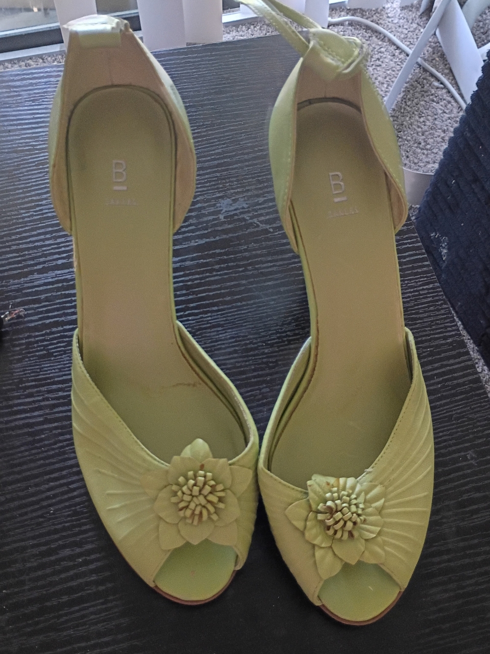 Bakers Olive Green Peep-Toe Floral Ankle-Strap Heels
